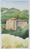 Ett franskt slott, akvarell 16x27cm