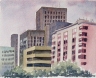 New Orleans, utsikt från hotellet 2, akvarell 16x13cm