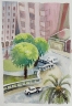 New Orleans, utsikt från hotellet 3, akvarell 11x16cm