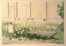 Parksoffa i Stureby, akvarell 38x27cm
