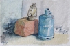 Lyktan och gasen, akvarell på indiskt papper 17x11cm